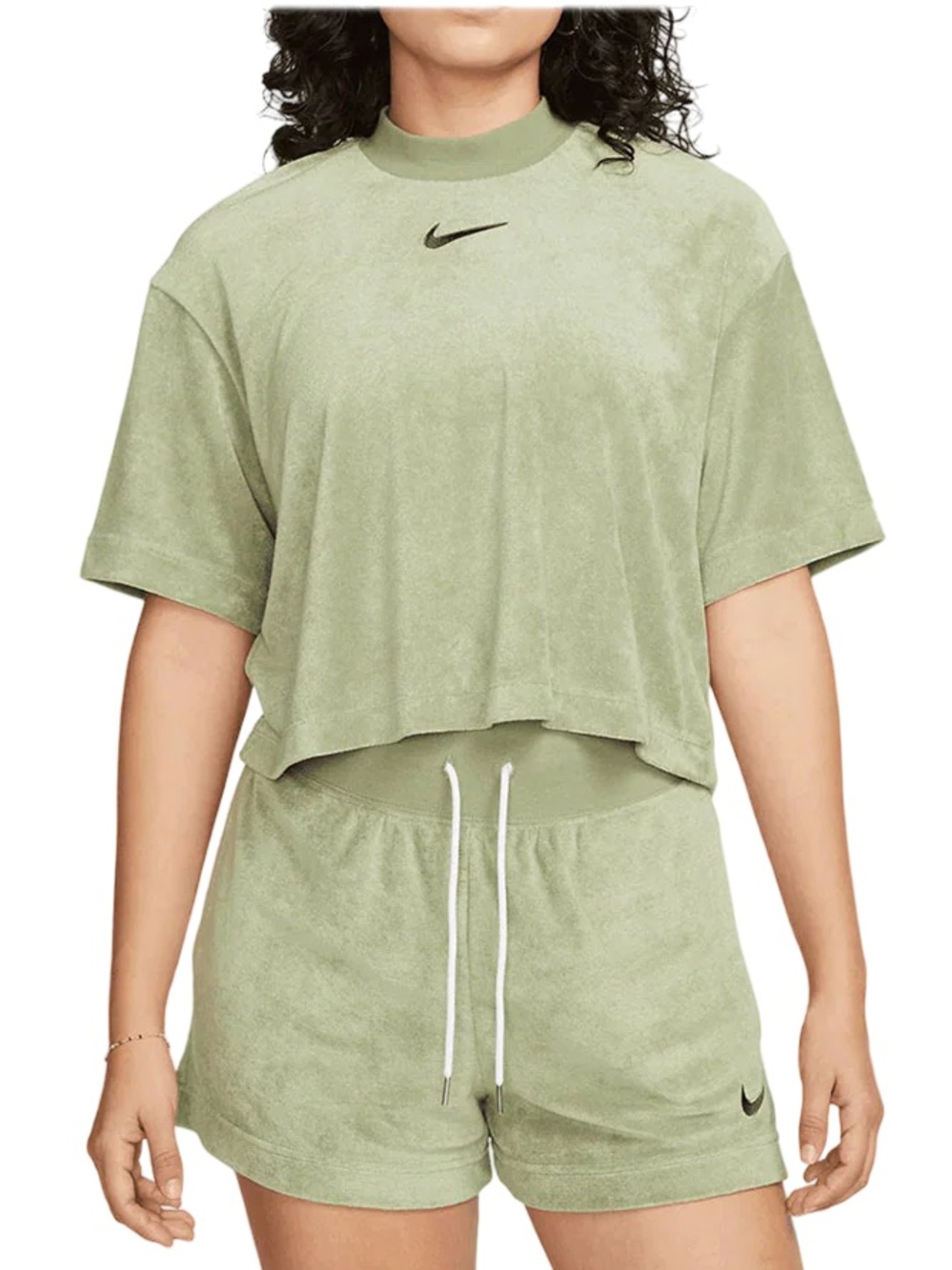 Nike Green Terrycloth Matching Set, Shorts and Crop Top, Size Small